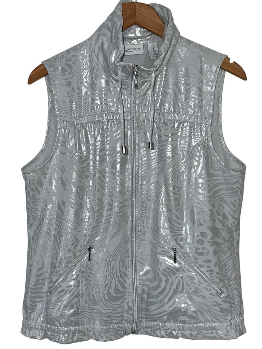 Chico's Metallic Silver Sleeveless Vest